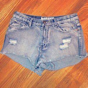 Parasuco high-waist distressed jean shorts. 29.